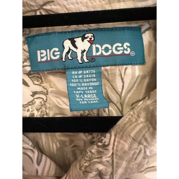 Big Dog Men's Hawaiian Print Button Up Shirt Vintage XL - Picture 3 of 7